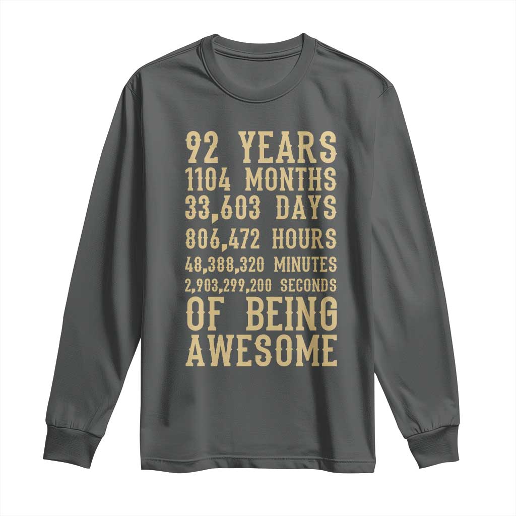 Vintage 92nd Birthday Gift Long Sleeve Shirt 92 Years Of Being Awesome