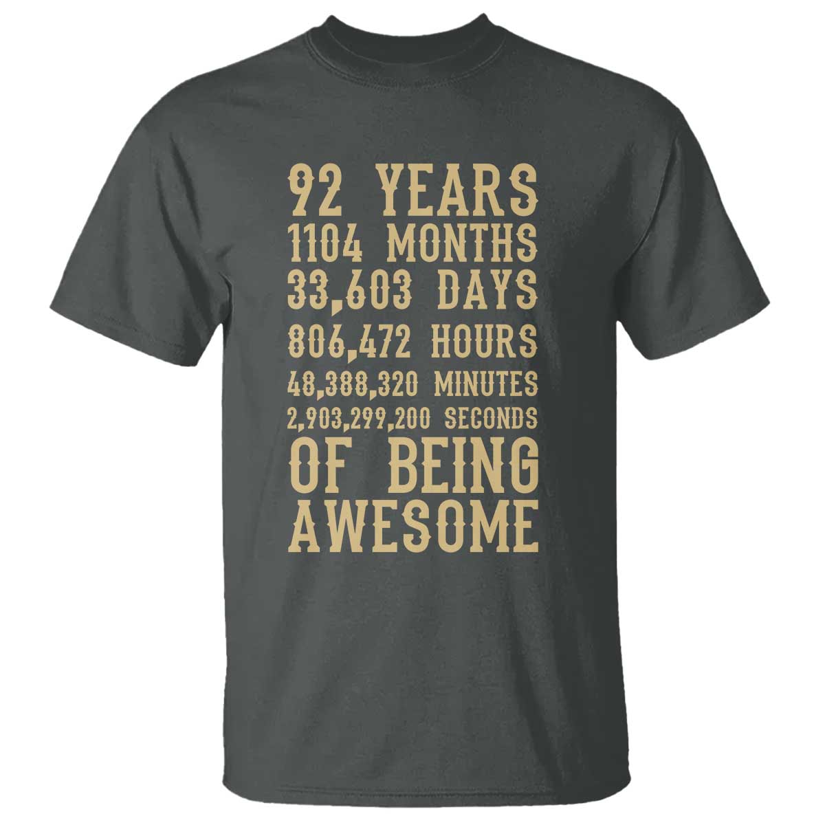 Vintage 92nd Birthday Gift T Shirt 92 Years Of Being Awesome