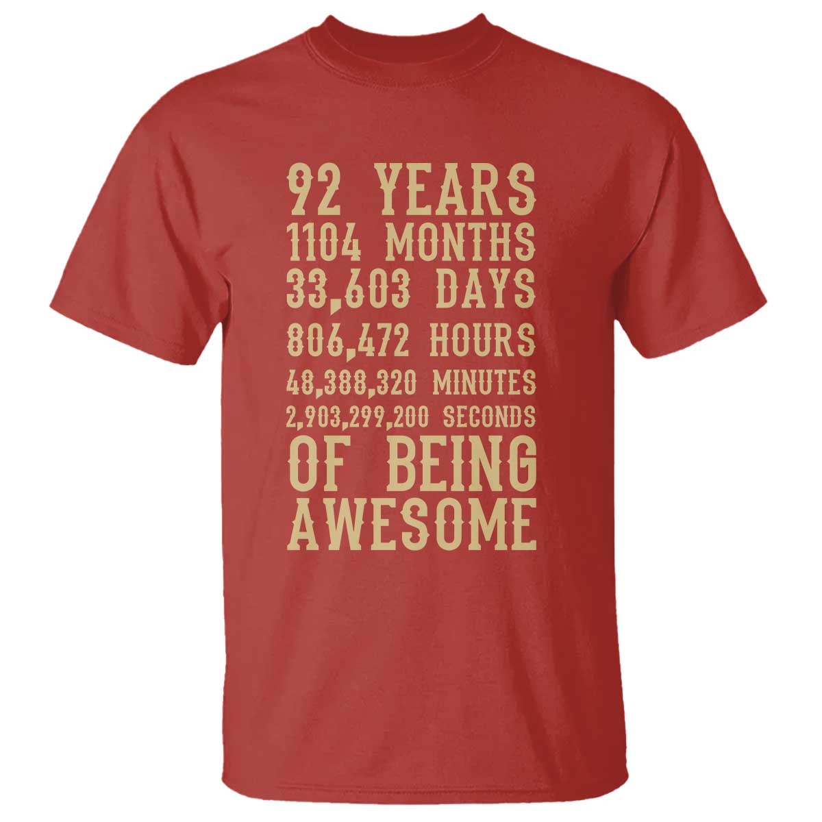 Vintage 92nd Birthday Gift T Shirt 92 Years Of Being Awesome