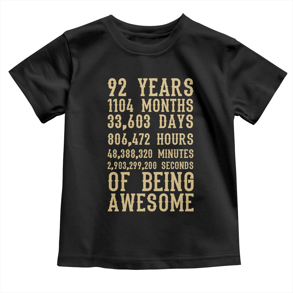 Vintage 92nd Birthday Gift Toddler T Shirt 92 Years Of Being Awesome