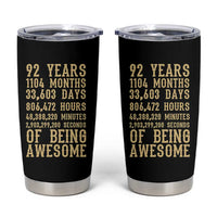 Vintage 92nd Birthday Gift Tumbler Cup 92 Years Of Being Awesome