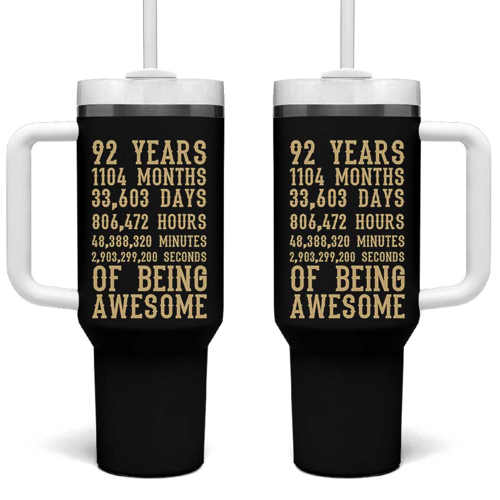 Vintage 92nd Birthday Gift Tumbler With Handle 92 Years Of Being Awesome