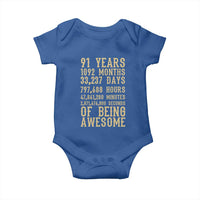 Vintage 91st Birthday Gift Baby Onesie 91 Years Of Being Awesome