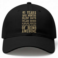 Vintage 91st Birthday Gift Baseball Cap 91 Years Of Being Awesome