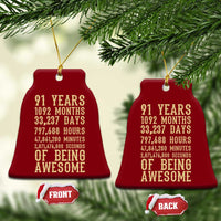 Vintage 91st Birthday Gift Ceramic Ornament 91 Years Of Being Awesome