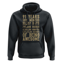 Vintage 91st Birthday Gift Hoodie 91 Years Of Being Awesome