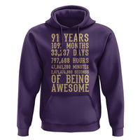 Vintage 91st Birthday Gift Hoodie 91 Years Of Being Awesome