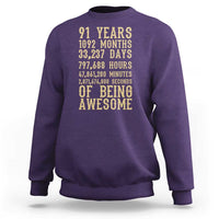 Vintage 91st Birthday Gift Sweatshirt 91 Years Of Being Awesome
