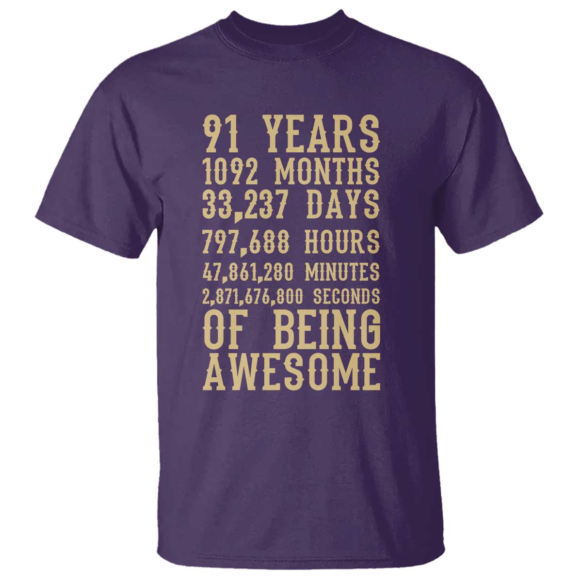 Vintage 91st Birthday Gift T Shirt 91 Years Of Being Awesome