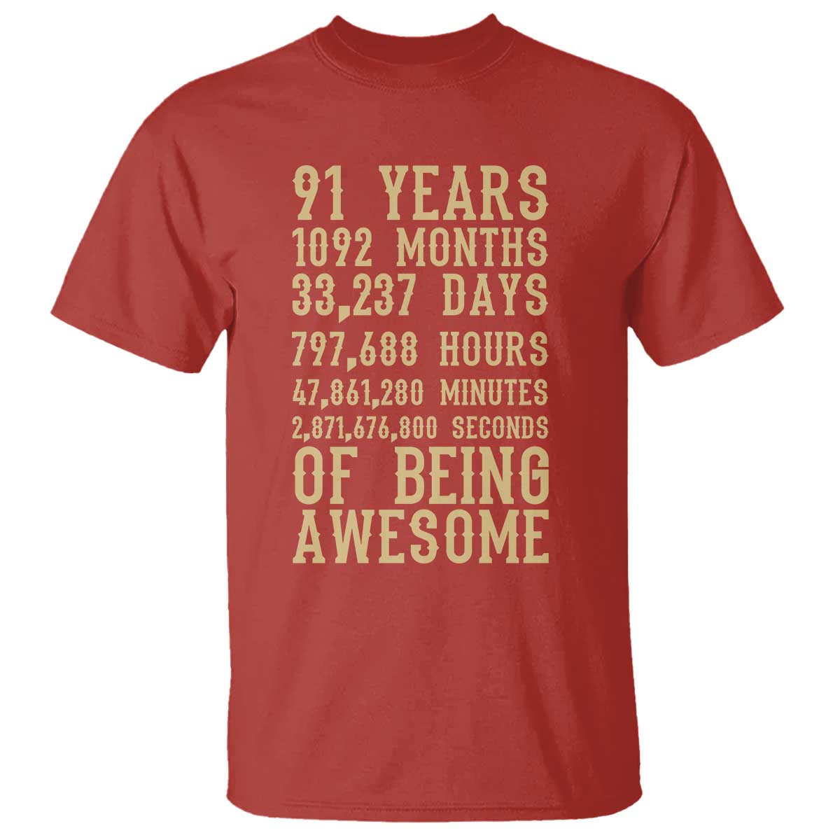 Vintage 91st Birthday Gift T Shirt 91 Years Of Being Awesome