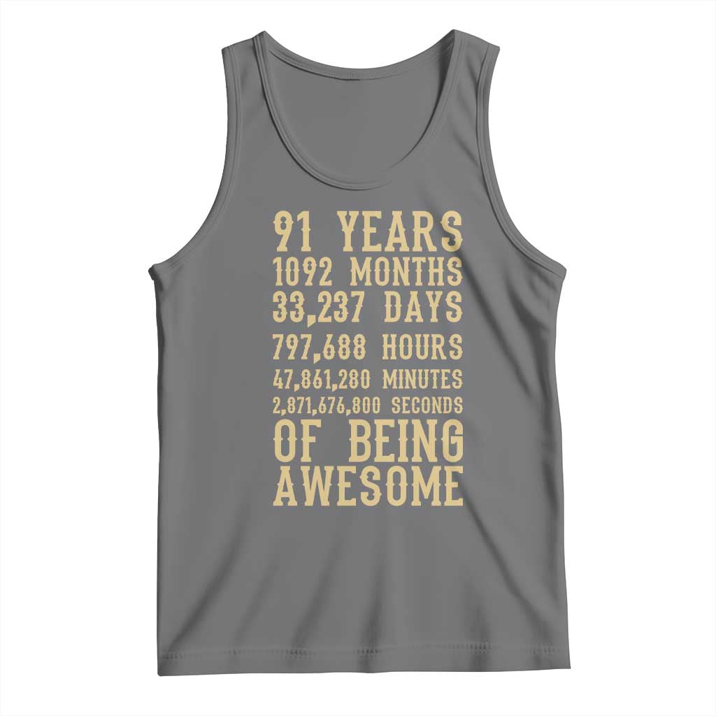 Vintage 91st Birthday Gift Tank Top 91 Years Of Being Awesome
