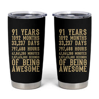Vintage 91st Birthday Gift Tumbler Cup 91 Years Of Being Awesome