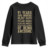 Vintage 91st Birthday Gift Youth Sweatshirt 91 Years Of Being Awesome