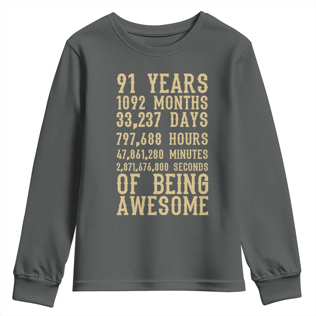 Vintage 91st Birthday Gift Youth Sweatshirt 91 Years Of Being Awesome