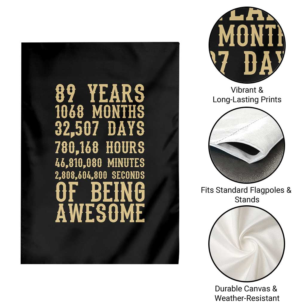 Vintage 89th Birthday Gift Garden Flag 89 Years Of Being Awesome