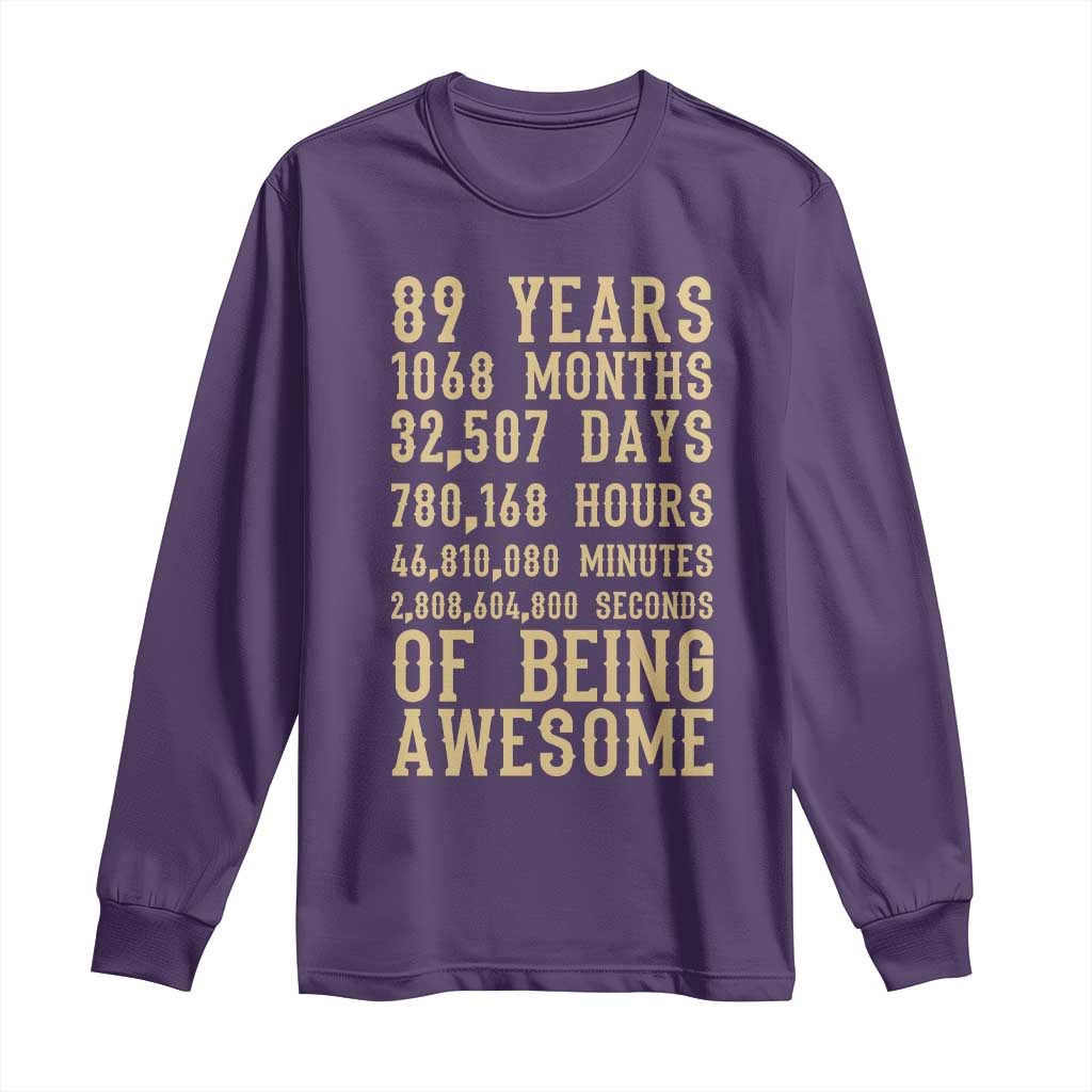 Vintage 89th Birthday Gift Long Sleeve Shirt 89 Years Of Being Awesome