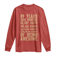 Vintage 89th Birthday Gift Long Sleeve Shirt 89 Years Of Being Awesome