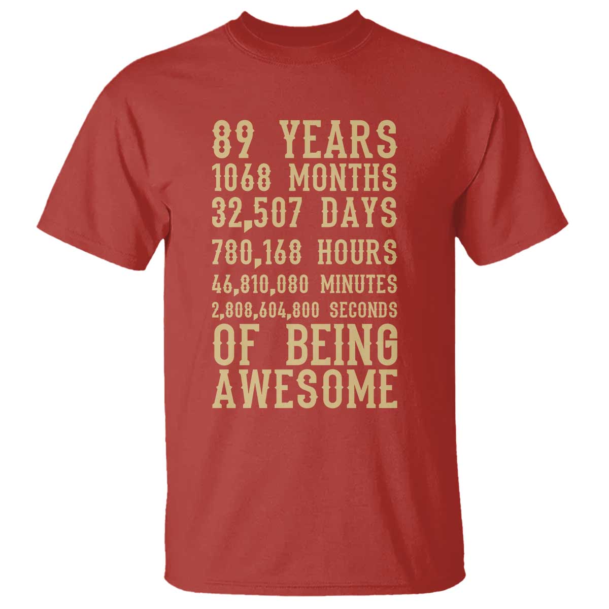 Vintage 89th Birthday Gift T Shirt 89 Years Of Being Awesome