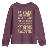 Vintage 89th Birthday Gift Youth Sweatshirt 89 Years Of Being Awesome