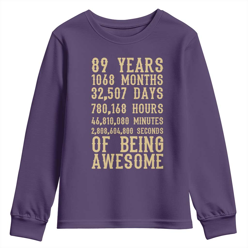 Vintage 89th Birthday Gift Youth Sweatshirt 89 Years Of Being Awesome