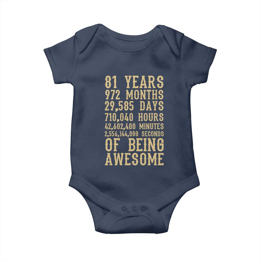 Vintage 81st Birthday Gift Baby Onesie 81 Years Of Being Awesome