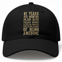 Vintage 81st Birthday Gift Baseball Cap 81 Years Of Being Awesome