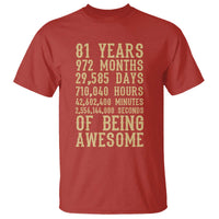 Vintage 81st Birthday Gift T Shirt 81 Years Of Being Awesome