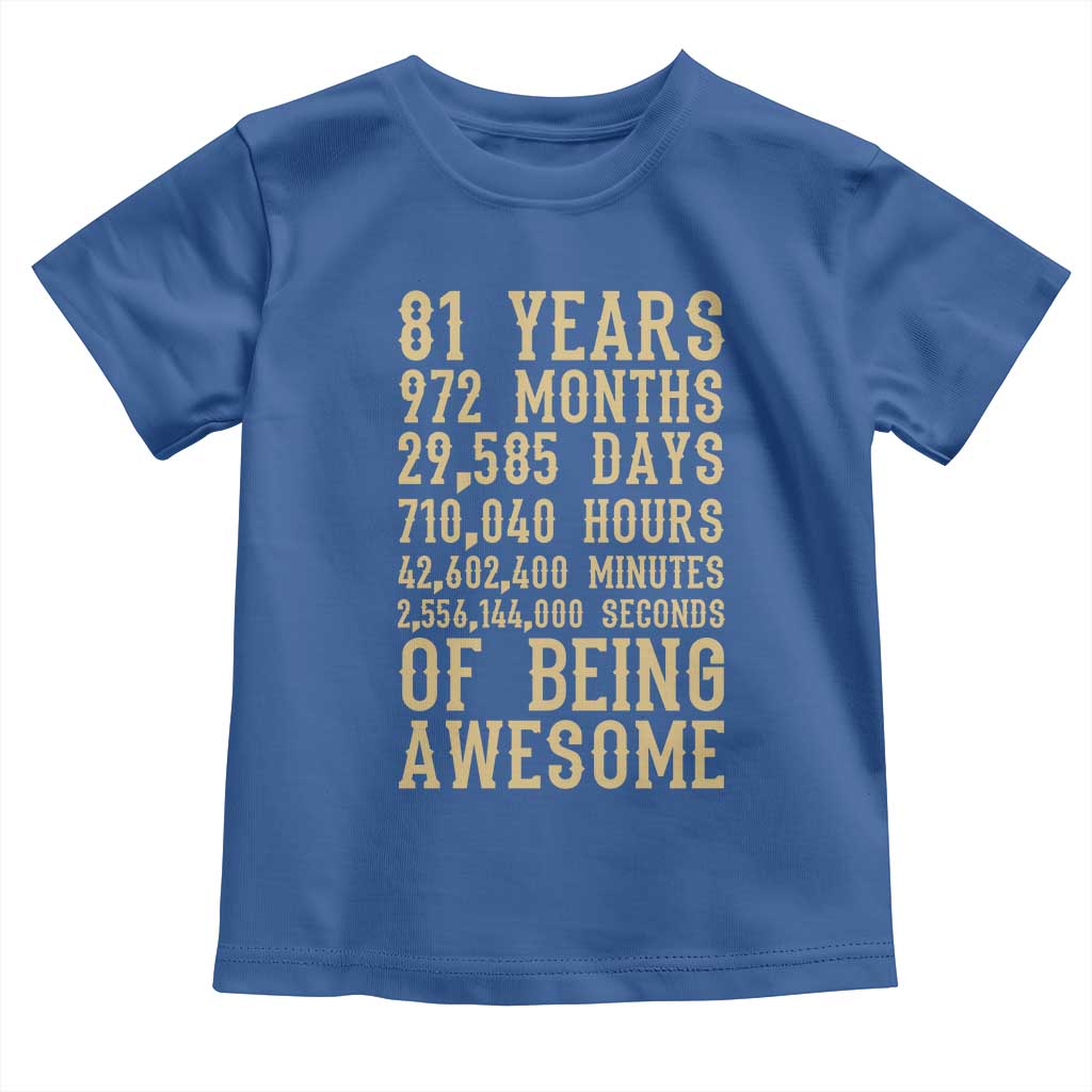 Vintage 81st Birthday Gift Toddler T Shirt 81 Years Of Being Awesome