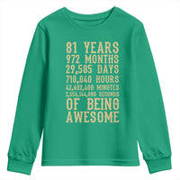 Vintage 81st Birthday Gift Youth Sweatshirt 81 Years Of Being Awesome