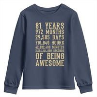 Vintage 81st Birthday Gift Youth Sweatshirt 81 Years Of Being Awesome