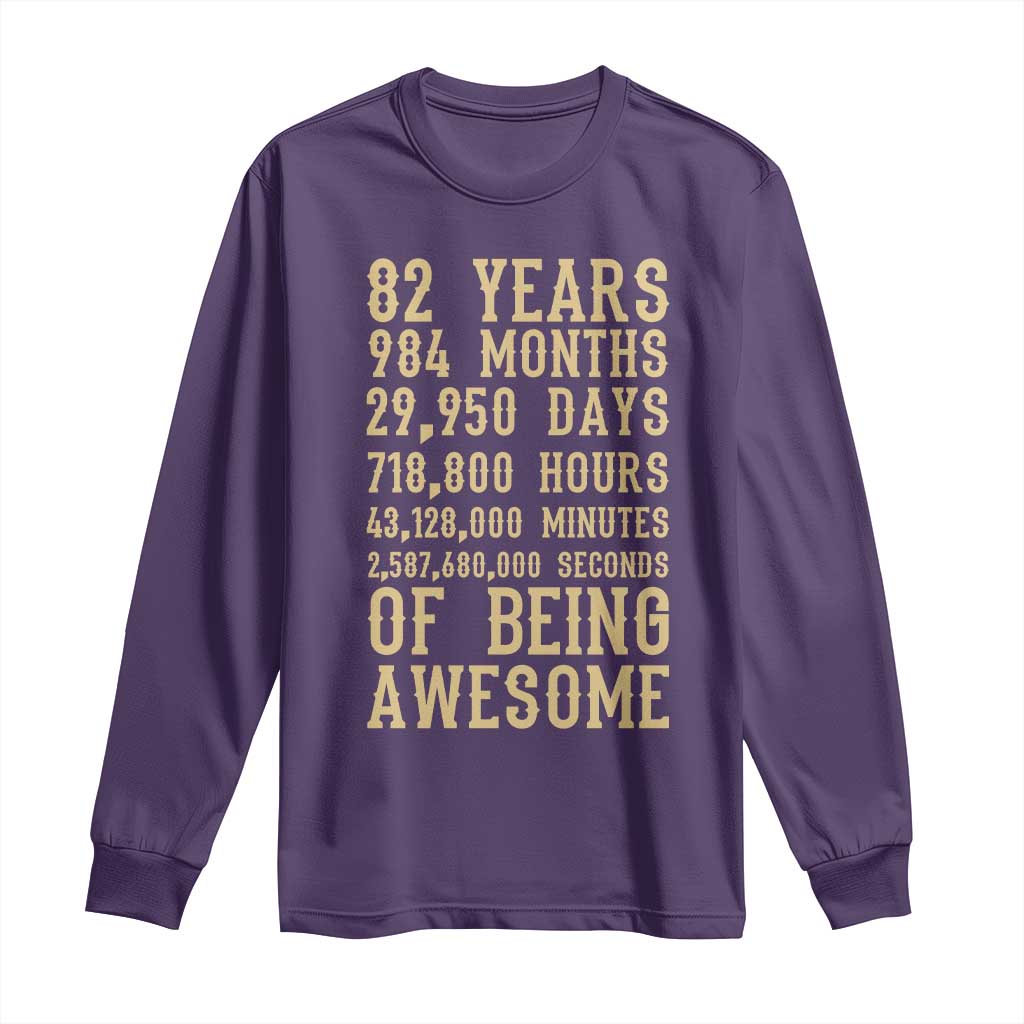 Vintage 82nd Birthday Gift Long Sleeve Shirt 82 Years Of Being Awesome