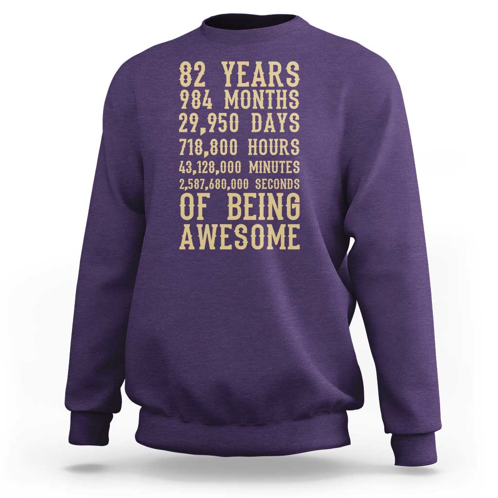 Vintage 82nd Birthday Gift Sweatshirt 82 Years Of Being Awesome