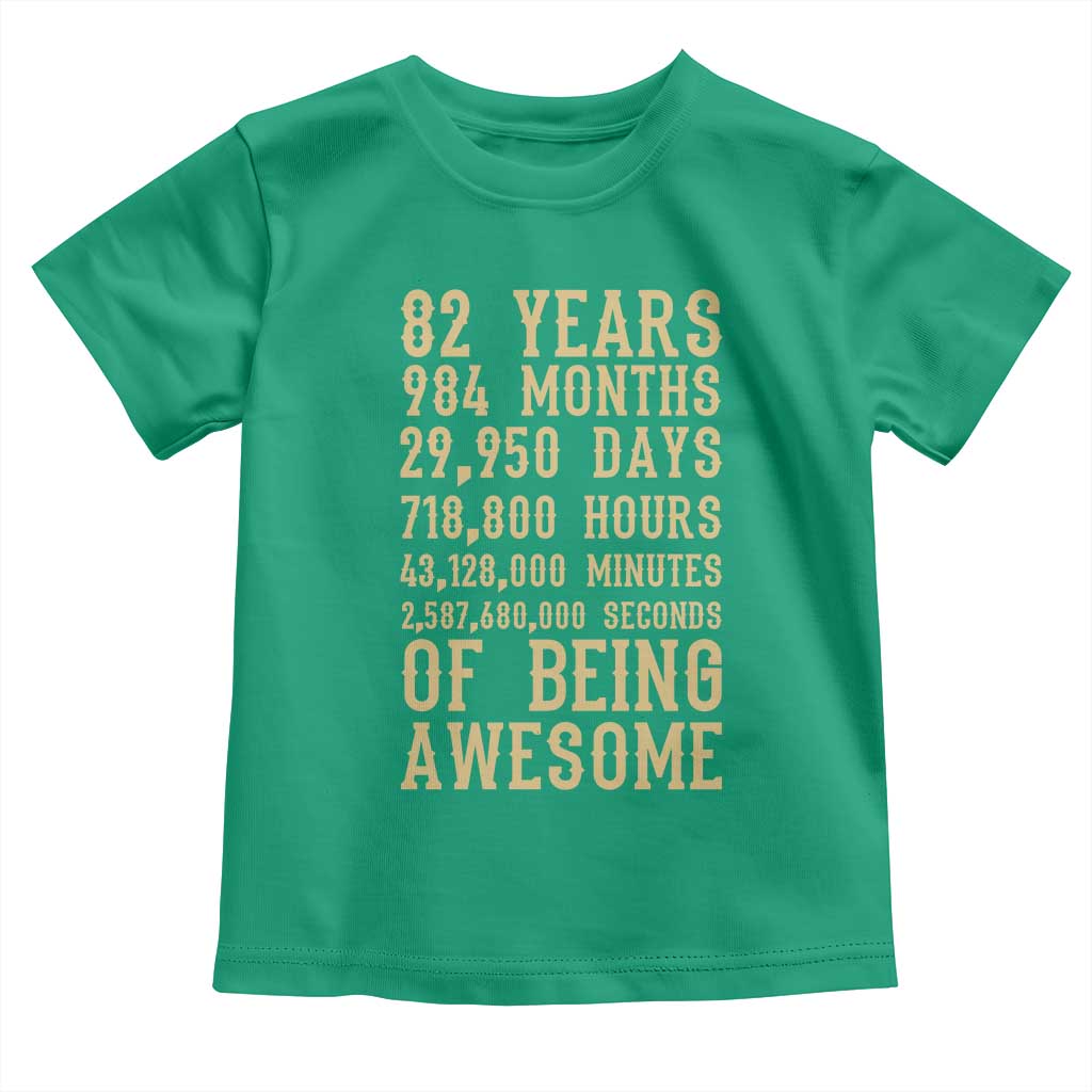 Vintage 82nd Birthday Gift Toddler T Shirt 82 Years Of Being Awesome