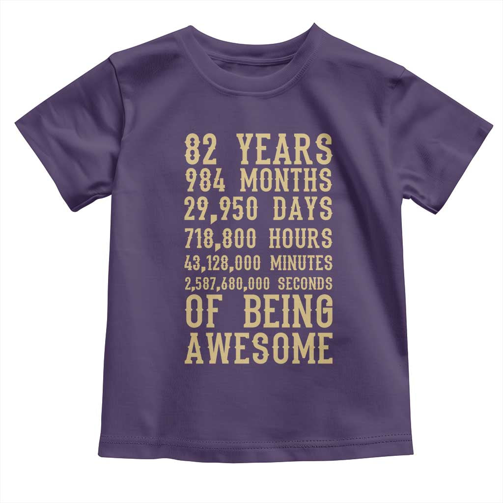 Vintage 82nd Birthday Gift Toddler T Shirt 82 Years Of Being Awesome