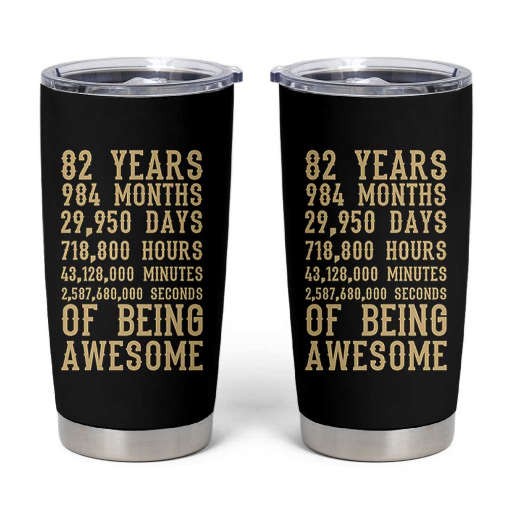 Vintage 82nd Birthday Gift Tumbler Cup 82 Years Of Being Awesome