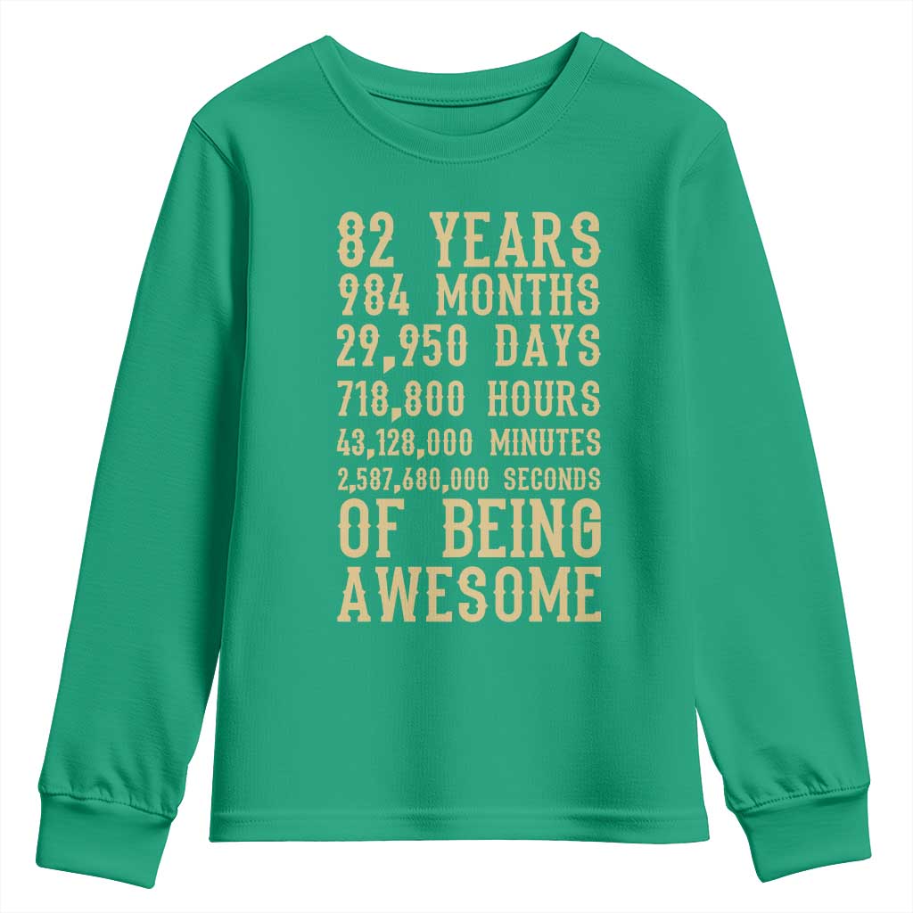 Vintage 82nd Birthday Gift Youth Sweatshirt 82 Years Of Being Awesome