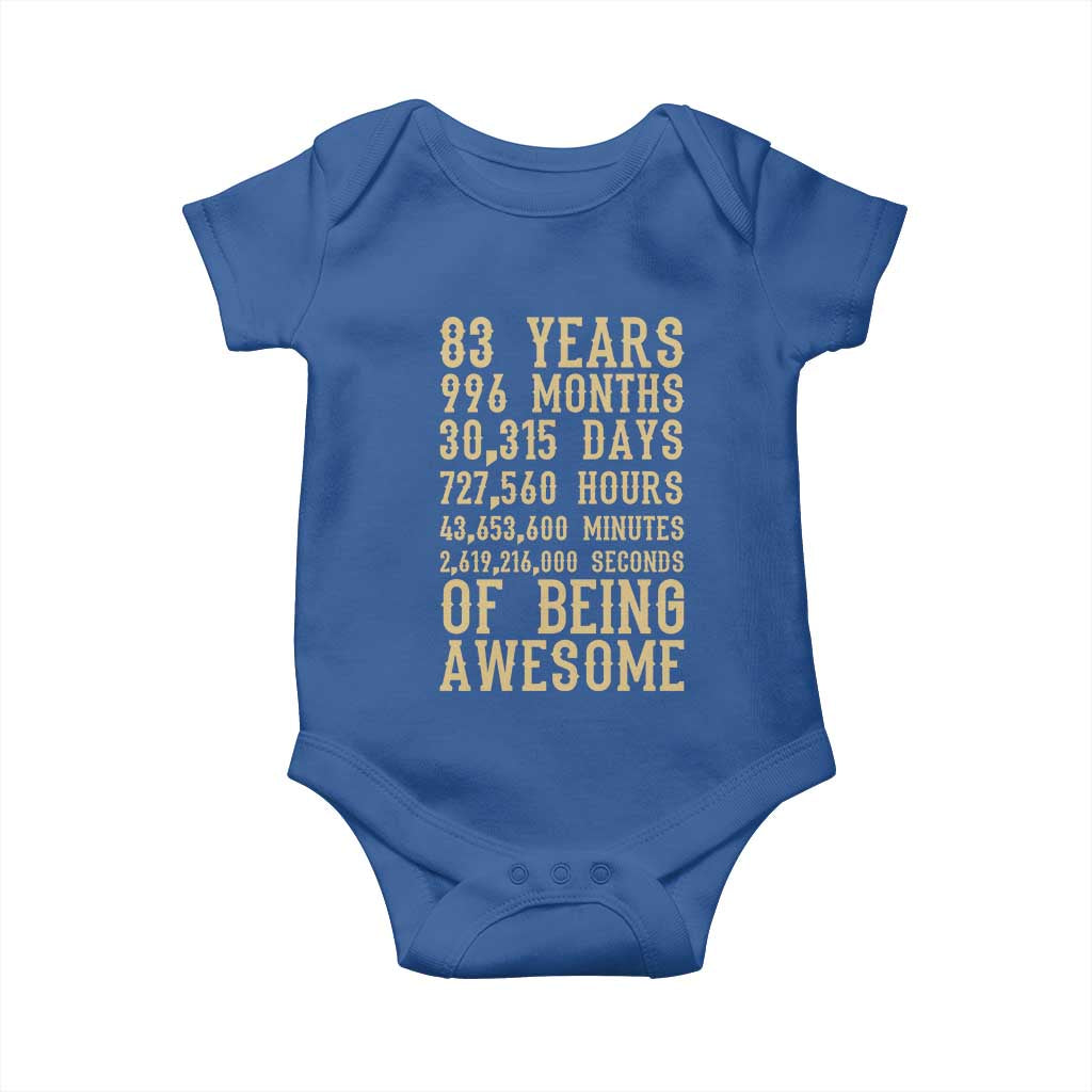 Vintage 83rd Birthday Gift Baby Onesie 83 Years Of Being Awesome