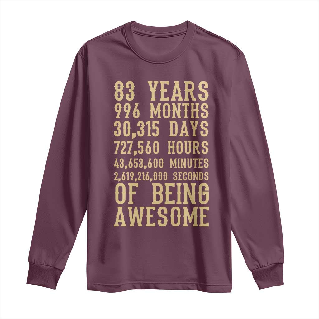 Vintage 83rd Birthday Gift Long Sleeve Shirt 83 Years Of Being Awesome