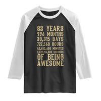 Vintage 83rd Birthday Gift Raglan Shirt 83 Years Of Being Awesome