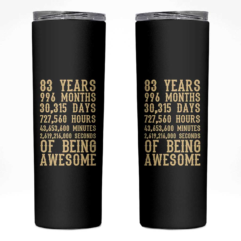 Vintage 83rd Birthday Gift Skinny Tumbler 83 Years Of Being Awesome