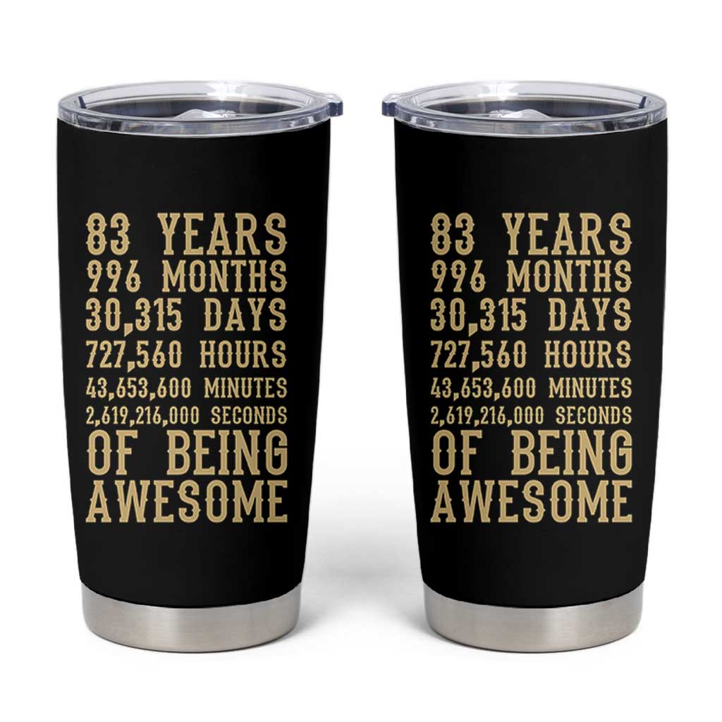 Vintage 83rd Birthday Gift Tumbler Cup 83 Years Of Being Awesome
