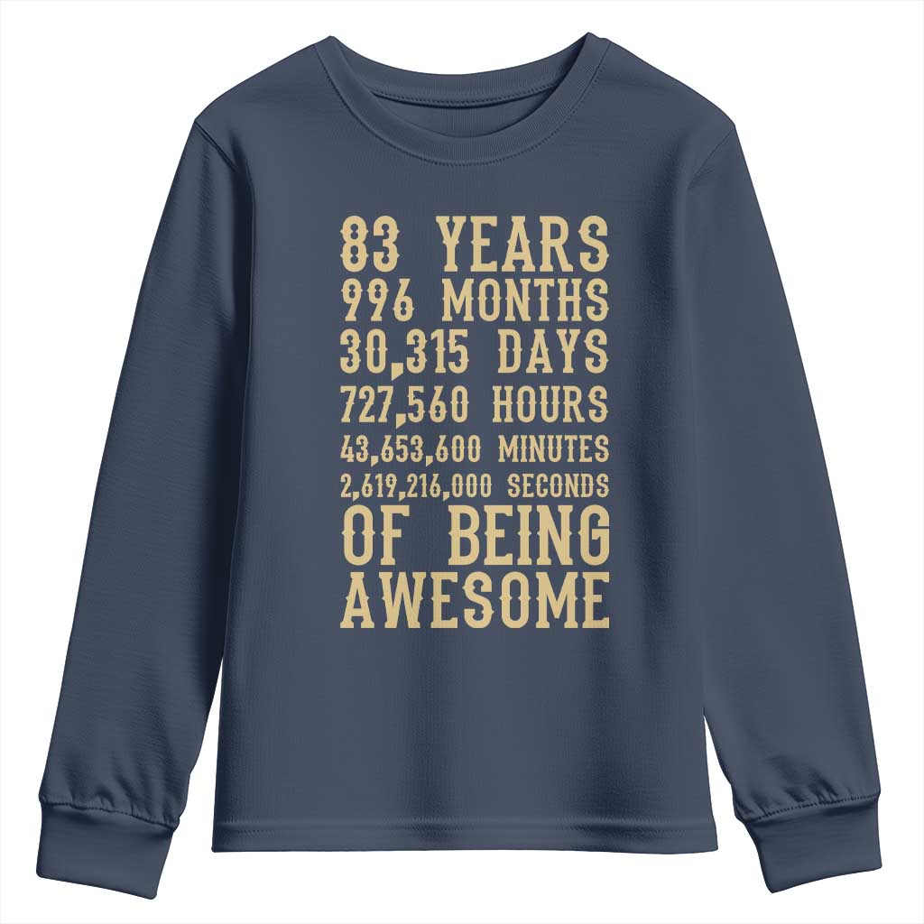 Vintage 83rd Birthday Gift Youth Sweatshirt 83 Years Of Being Awesome