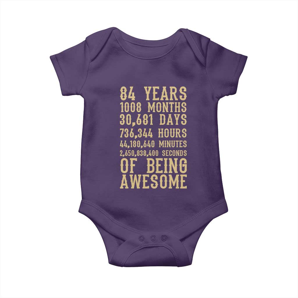 Vintage 84th Birthday Gift Baby Onesie 84 Years Of Being Awesome