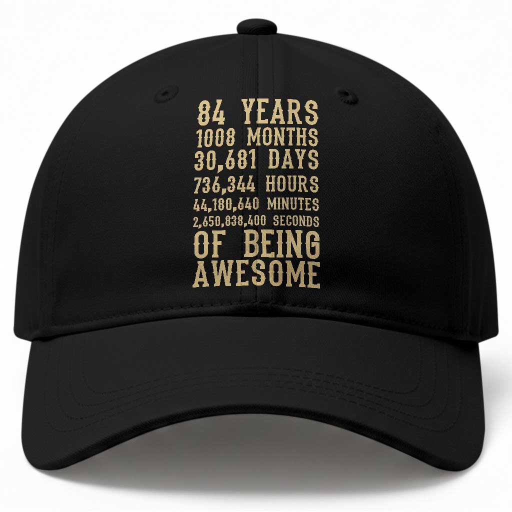 Vintage 84th Birthday Gift Baseball Cap 84 Years Of Being Awesome