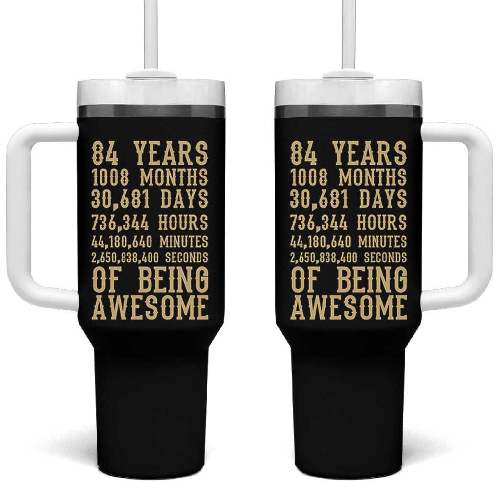 Vintage 84th Birthday Gift Tumbler With Handle 84 Years Of Being Awesome
