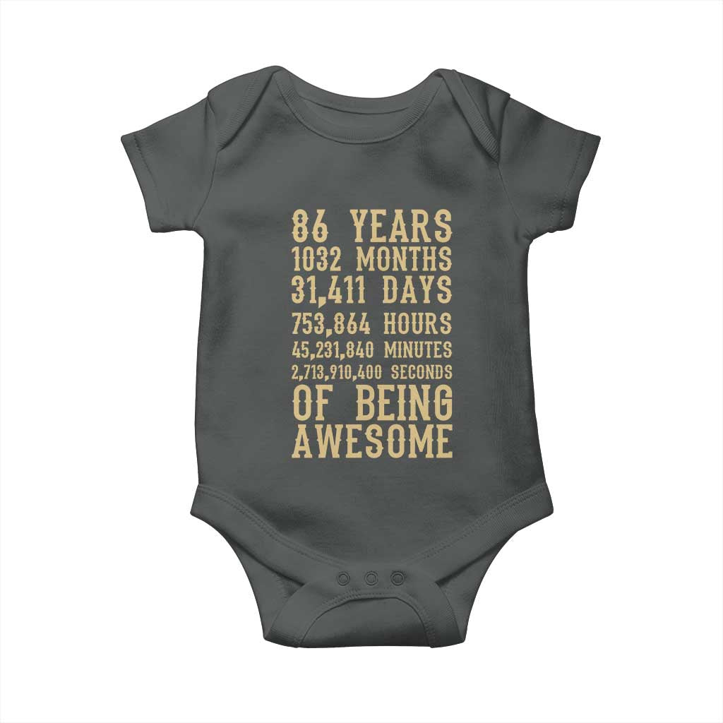 Vintage 86th Birthday Gift Baby Onesie 86 Years Of Being Awesome
