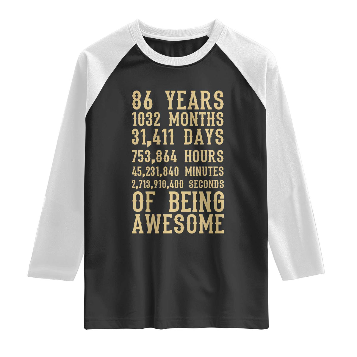 Vintage 86th Birthday Gift Raglan Shirt 86 Years Of Being Awesome