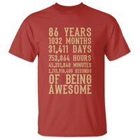 Vintage 86th Birthday Gift T Shirt 86 Years Of Being Awesome