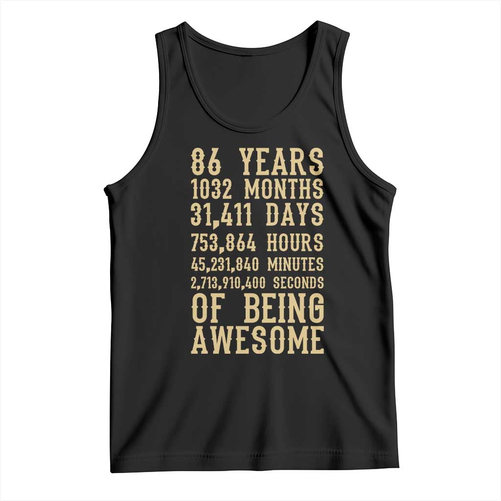 Vintage 86th Birthday Gift Tank Top 86 Years Of Being Awesome