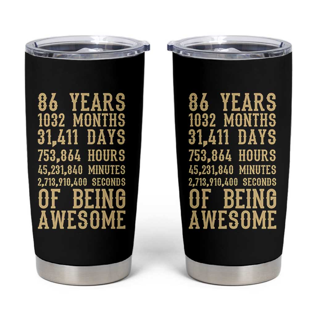 Vintage 86th Birthday Gift Tumbler Cup 86 Years Of Being Awesome